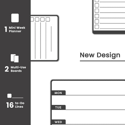 ALEZEL Weekly Dry Erase Board for Fridge, Magnetic Meal Planner Whiteboard Set - Includes Weekly Calendar for Refrigerator & 2 to Do List White Boards, 3 Markers + Eraser