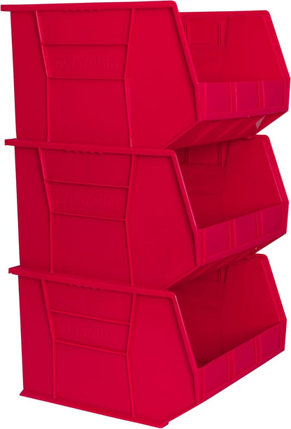 Akro-Mils 30270 AkroBins Plastic Storage Bins, Space-Saving Stackable Bins for Garage, Pantry, Craft Organization, 18" x 16" x 11", Clear, 3-Pack