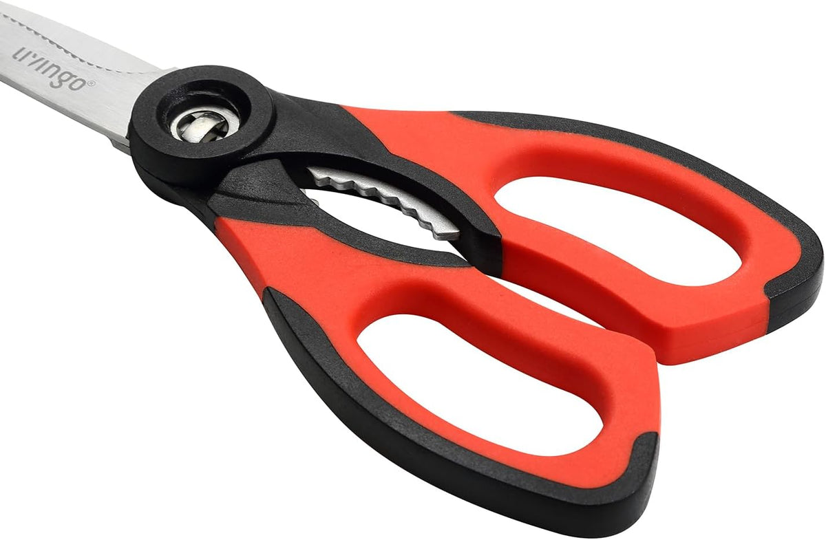 LIVINGO 8.5 Inch Kitchen Shears Serrated Blade Food Scissors