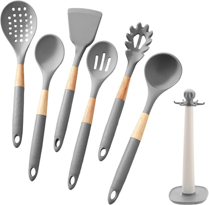 Cooking Utensils Set, With Holder, 1set, Silicone Kitchen Utensils Set, Silicone Spatulas, Food Grade Non Stick Coating Design, For Home Restaurant Camping