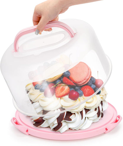 Coloch Cake Carrier with Lid and Handle, 3 in 1 Multipurpose Cupcake Holder for 10 In Cake, Portable Dessert Container for 11 Cupcake Plastic Devil Eggs Holder for Cupcake, Muffins, Eggs, Snack, Fruit