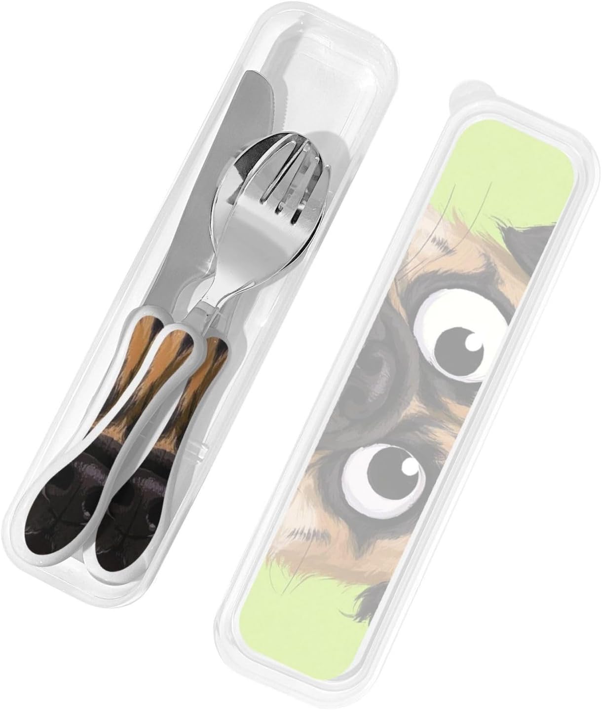 3-Piece Kids Silverware Set With Storage Case, Stainless Steel Reusable Children Safe Knife Spoon Fork Set Dreamy Jellyfish Print Children Flatware Set For Kids Lunch Box