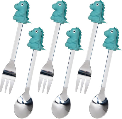 Cocktail Forks, 6-Piece Appetizer Forks, Cat Shapes, Stainless Steel and Silicone Small Forks for Fruits, Cheese, Appetizers