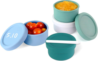 Finorder 6 Pack 3.5 oz Silicone Food Storage Containers Leak Proof Food Snack Storage Cubes,Reusable Small Containers with Lids Freezer Dishwasher Safe Lunch Box for Picnic, Gym, Work