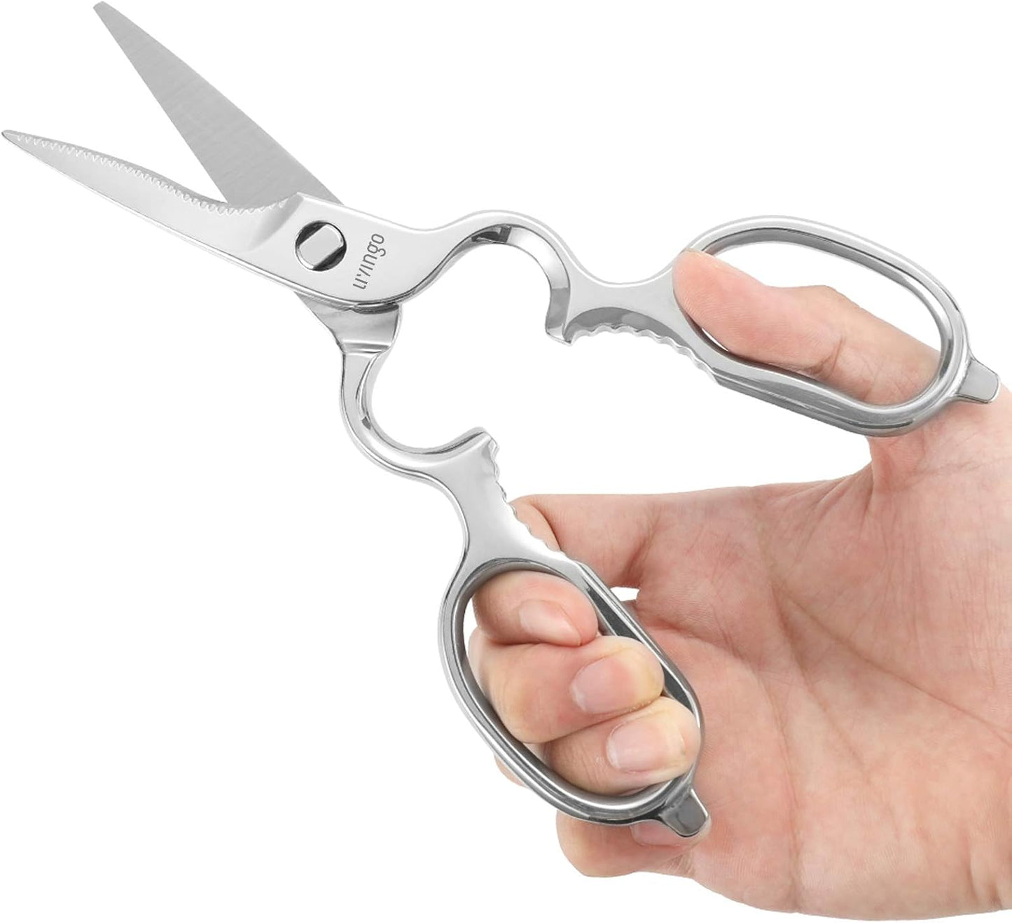 LIVINGO Kitchen Forged Shears Heavy Duty Come Apart Ultra Sharp Multi-function Stainless Steel Scissors Bottle Opener, Nut Cracker 8.5 inch
