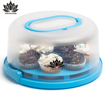 Cake Carrier with Lid and Handle – 10" Cake Storage Container with Baking Accessories, Cake Stand with Baking Pan, Cupcake Tray, Cake Boards & Piping Set