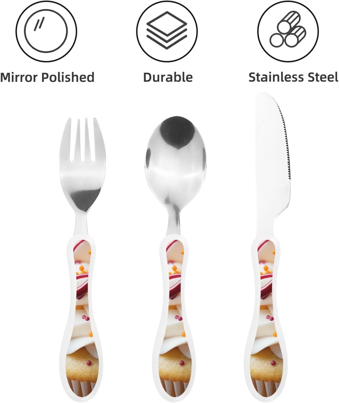3-Piece Kids Silverware Set With Storage Case, Stainless Steel Reusable Children Safe Knife Spoon Fork Set Blue Active Girl Running Sunset Children Flatware Set For Kids Lunch Box - Colors B