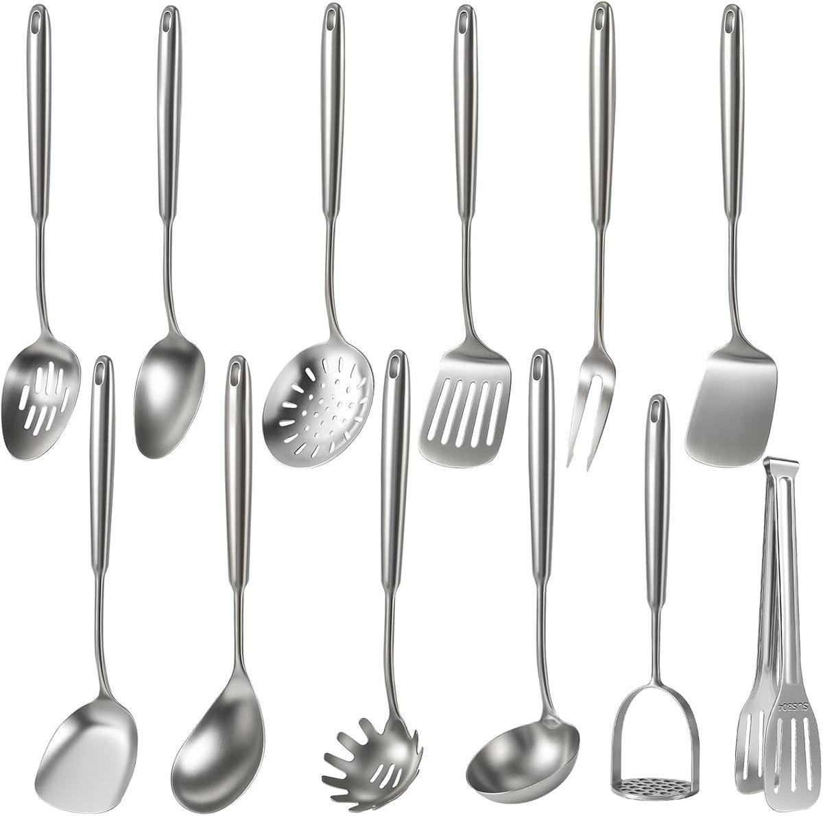 Newness Metal Fish Turner Spatula Stainless Steel for Kitchen Use, Small Griddle Egg Spatula, Flexible, Polished Metal, Corrosion Resistant, Kitchen Slotted Turner with Thin Edge Ideal for Turning,11"