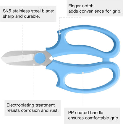 Housolution Flower Scissors, Premium Steel Garden Pruning Shears, Pink