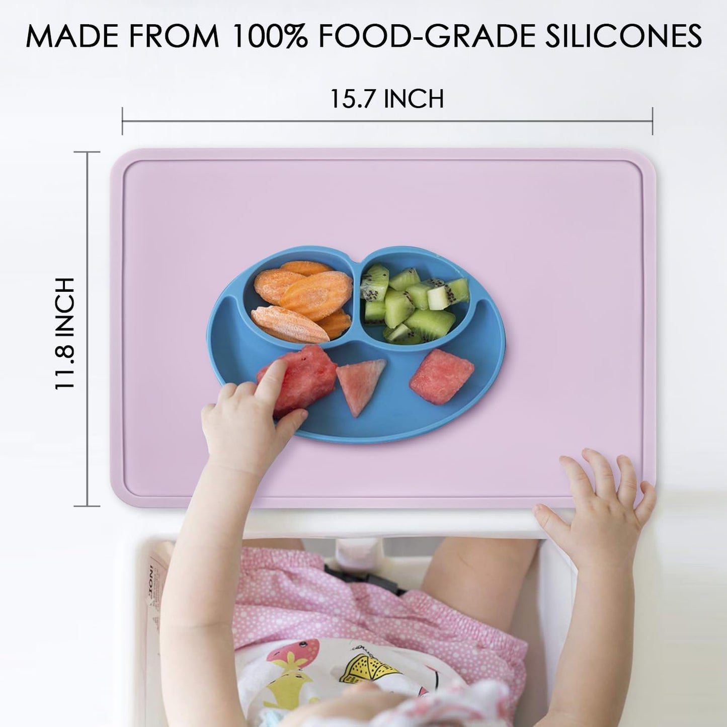 Extra Large Silicone Mats for Kitchen Counter, 27.6'' x 19.7'' Nonskid Silicone Placemats for Kids, Nonstick Purple Silicone Mat for Baking Crafts, Silicone Dab Mat Heat Resistant, 1Pack - Colors B
