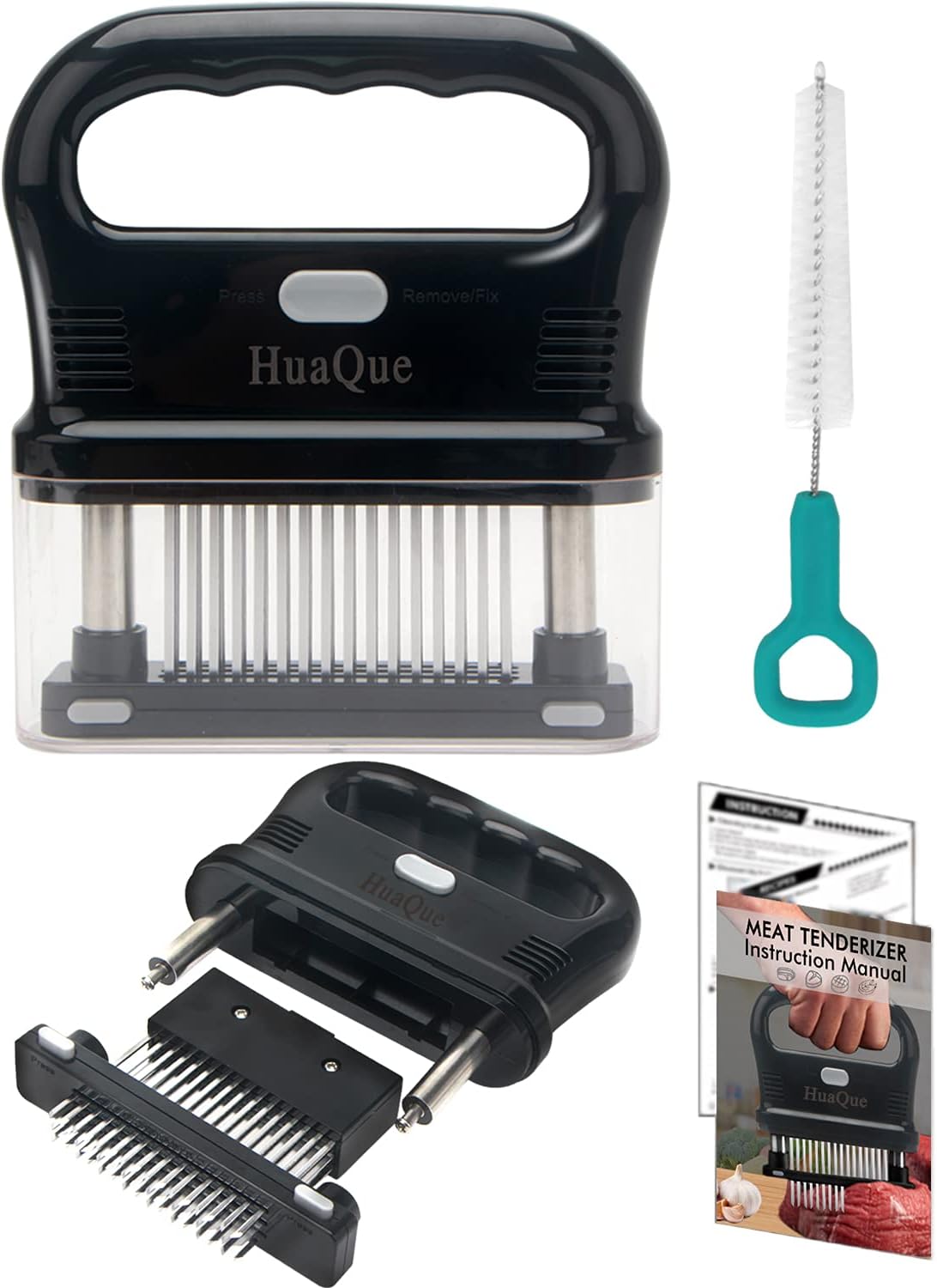 Meat Tenderizer, 48 Stainless Steel Needle Blade, Cleaning Brush and Safety Helmet, Used to Tenderize Steak, Chicken, Perfect for Family BBQs, Great Cooking Gift for Dad, Mom, Husband, Wife