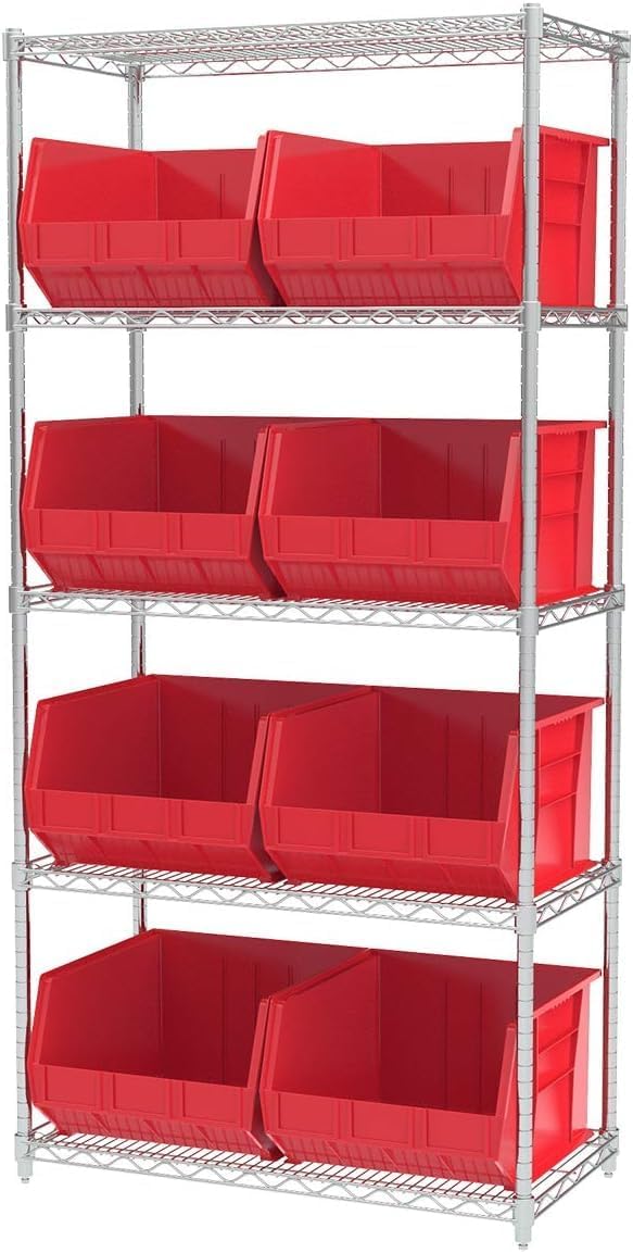 Akro-Mils 30270 AkroBins Plastic Storage Bins, Space-Saving Stackable Bins for Garage, Pantry, Craft Organization, 18" x 16" x 11", Clear, 3-Pack