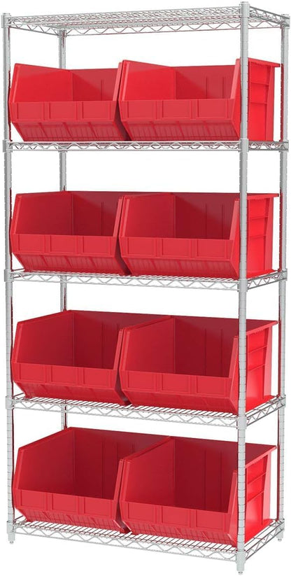 Akro-Mils 30270 AkroBins Plastic Storage Bins, Space-Saving Stackable Bins for Garage, Pantry, Craft Organization, 18" x 16" x 11", Clear, 3-Pack