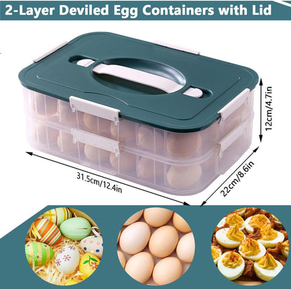 2 Layer Deviled Egg Containers with Lid, 36 Slots Deviled Egg Tray Carrier
