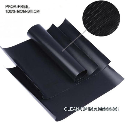 Grill Mat Set of 6-100% Non-Stick Reusable Mats for Gas, Charcoal or Electric Grills - Easy to Clean - 15.75 x 13-Inch, Black