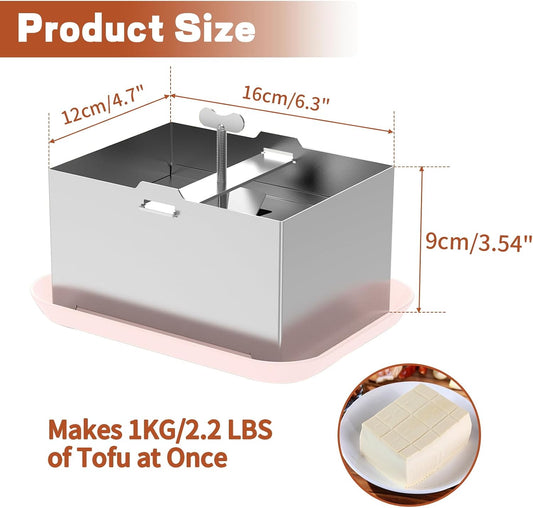 Tofu Press Stainless Steel, Paneer Maker, DIY Tofu Maker Stainless Steel with Presser Towel & Drip Tray,for 2 Pounds Firm Tofu, Cheese, Paneer, Dishwasher Safe