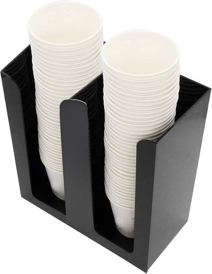 Tirifer Disposable Paper Cup Dispenser, Acrylic Coffee Cup and Lid Storage Organizer Holder, Coffee Milk Tea Shop Restaurant Accessories Christmas Party Supplies, 3 Compartments