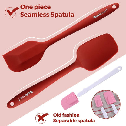 Wanbasion 5 Piece Premium Silicone Spatula Set Heat Resistant, Colorful Rubber Baking Spatula Set, Kitchen Spatula Set Dishwasher Safe for Nonstick Cookware Cooking Mixing Light Green