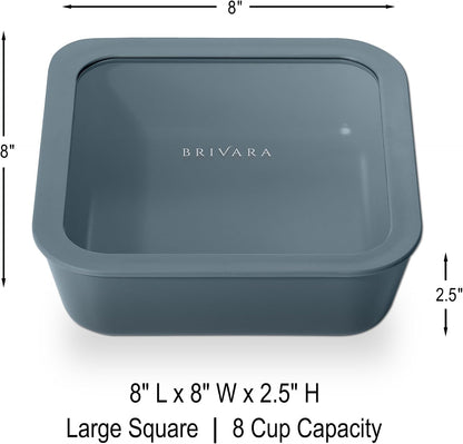 Ceramic Coated Glass Food Storage Container | No PTFE, PFOA, PFAS, and BPA | Reusable Non Toxic Meal Prep Container with Glass Lid | Easy To Store | 3 Cup Rectangle [Onyx]