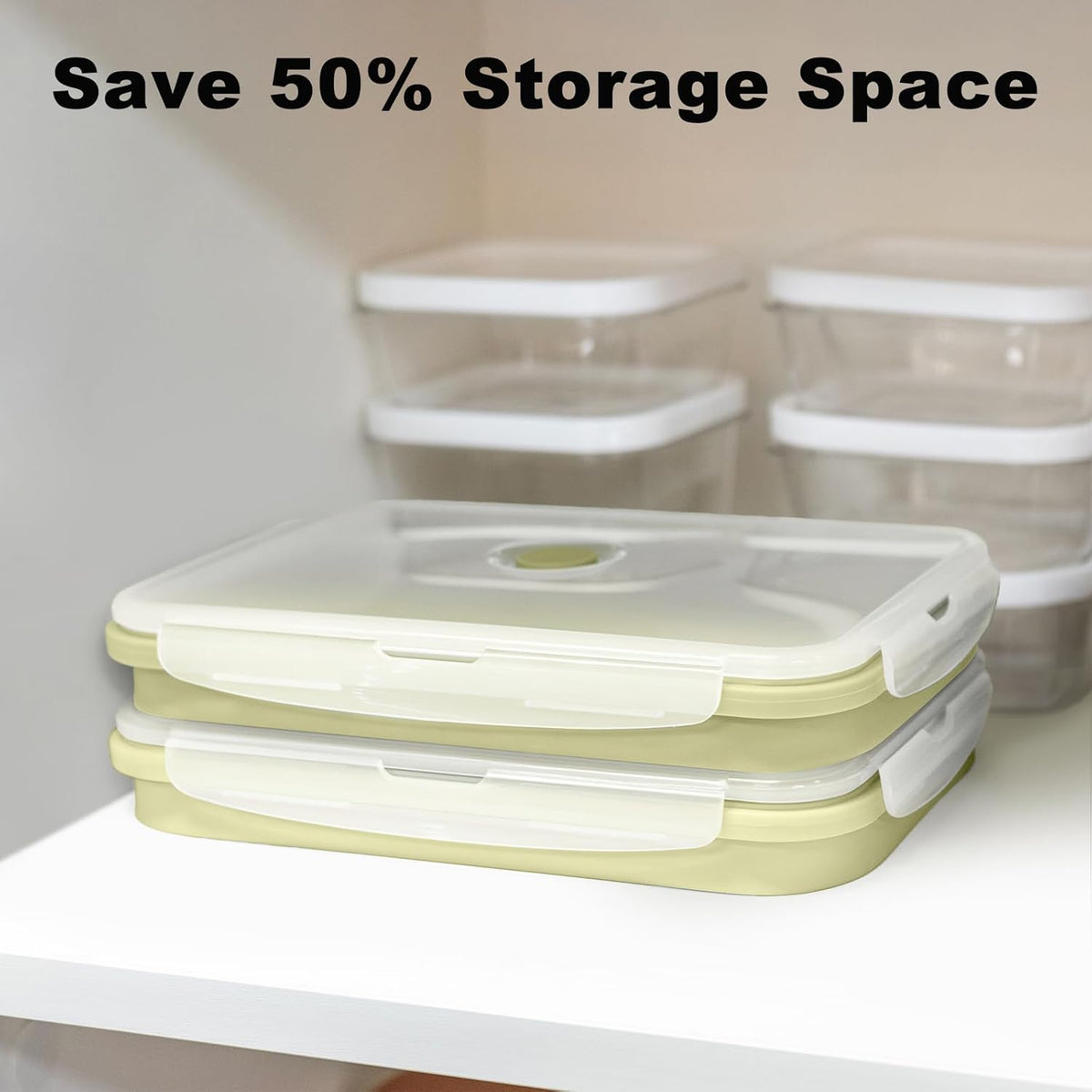 Large Silicone Food Storage Containers 68oz/2000ml 4 Pack | Collapsible Meal Prep Containers, Airtight Leakproof Lid, Containers for Camping, Microwave Freezer Dishwasher Safe