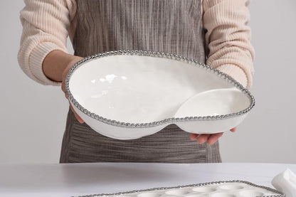 Pampa Bay Titanium-Plated Porcelain 2 Section Serving Piece