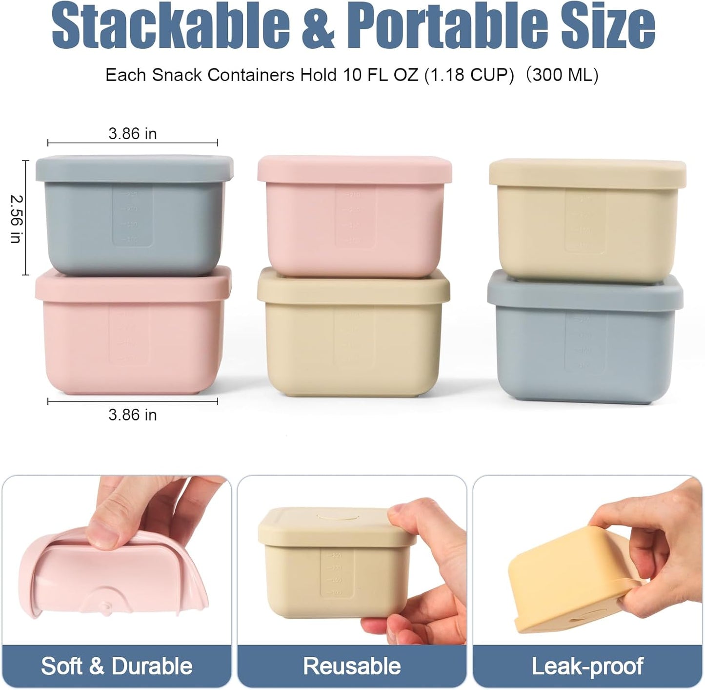 3 PCS Silicone Food Storage Containers with Lids，BPA Free Reusable Silicone Storage Containers for Food Freezer Containers Freezer Dishwasher Safe（24oz,10oz,4oz）