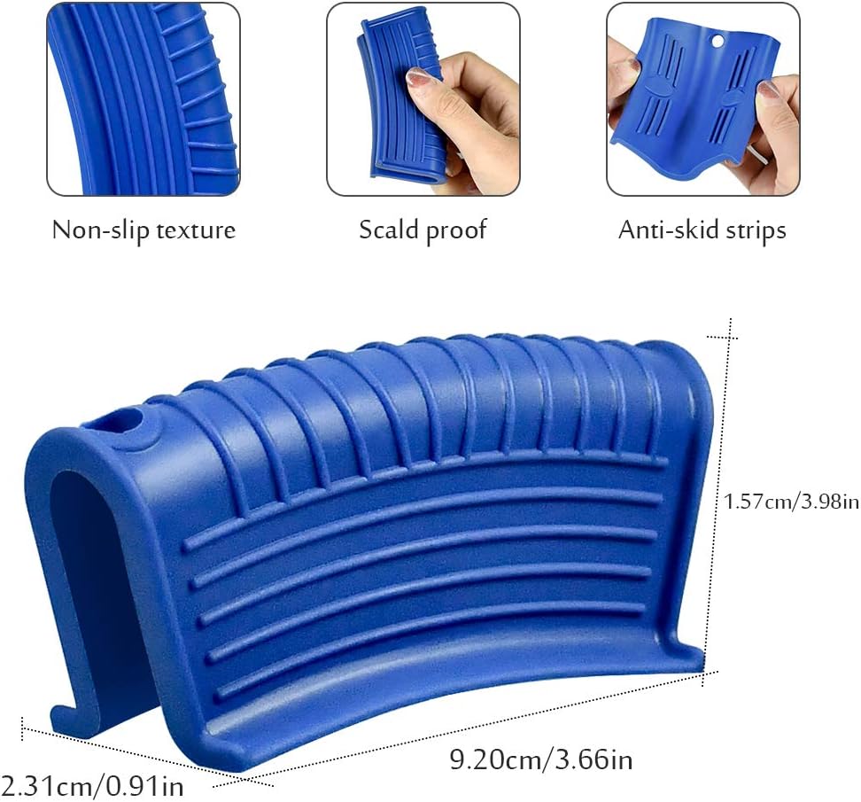 Silicone Assist Handle Holder, Hot Skillet Handle Covers Pot Grip Handle Sleeve Cast Iron Skillets Non-Slip Heat Resistant Pan Grip Cover for Cast Iron Woks Frying Pans Griddles Skillets (Blue)