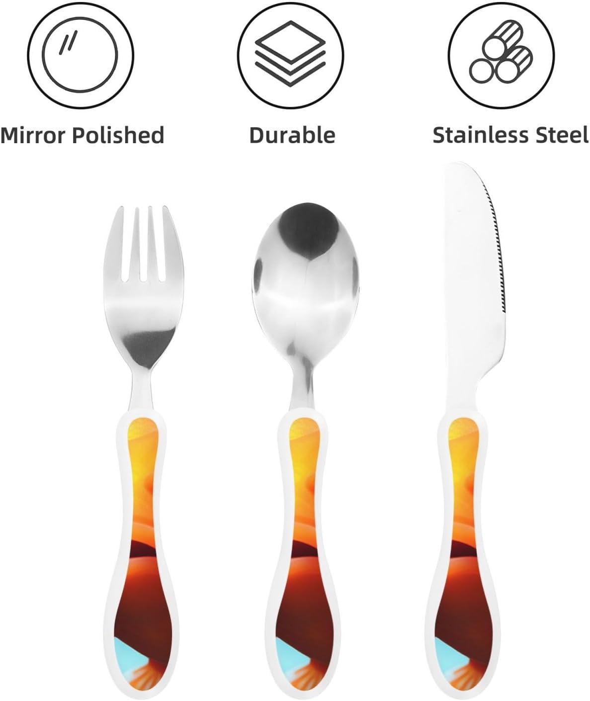 3-Piece Kids Silverware Set With Storage Case, Stainless Steel Reusable Children Safe Knife Spoon Fork Set Blue Active Girl Running Sunset Children Flatware Set For Kids Lunch Box - Colors A