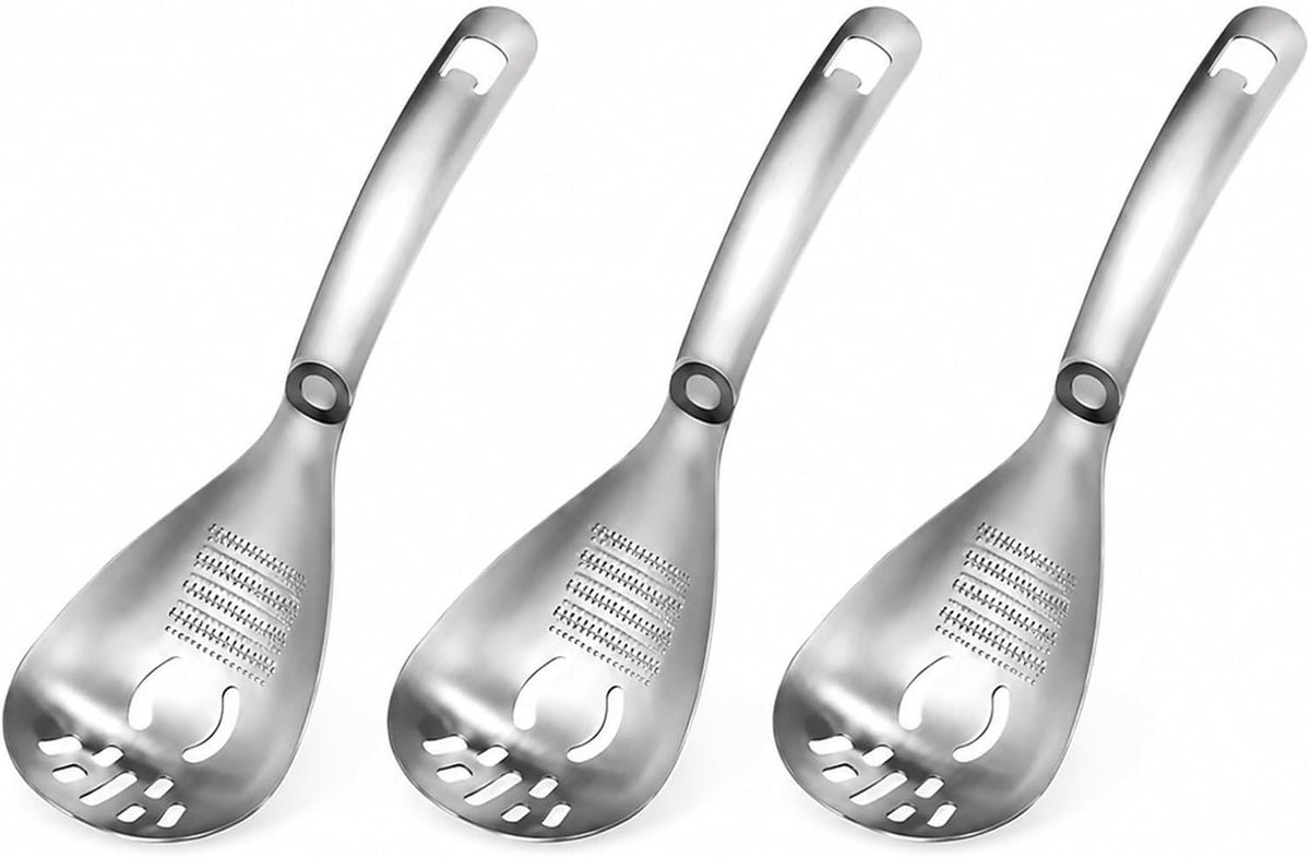 Sakerplus Multifunction Stainless Steel Cooking Grater Spoon, 5-in-1，1