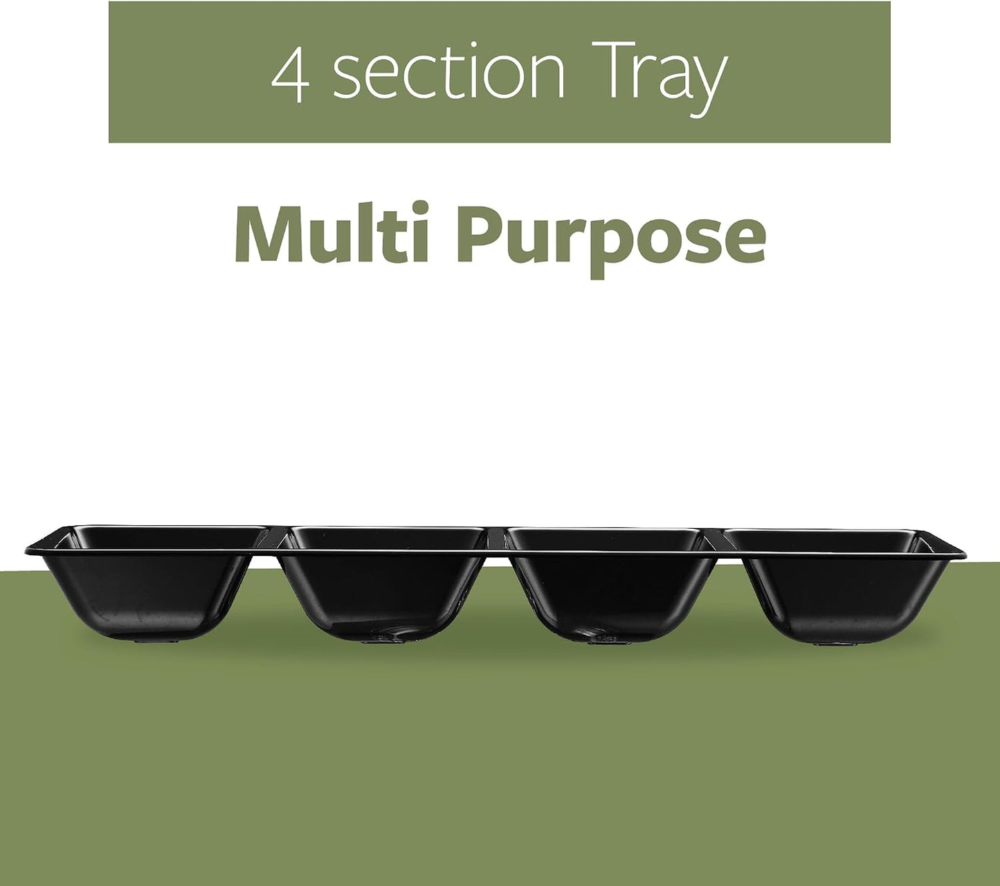 Plasticpro 4 Sectional Rectangle Plastic Serving Tray/Platter (2, Black)