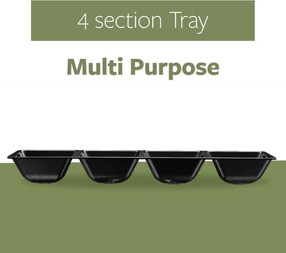 Plasticpro 4 Sectional Rectangle Plastic Serving Tray/Platter (2, Black)