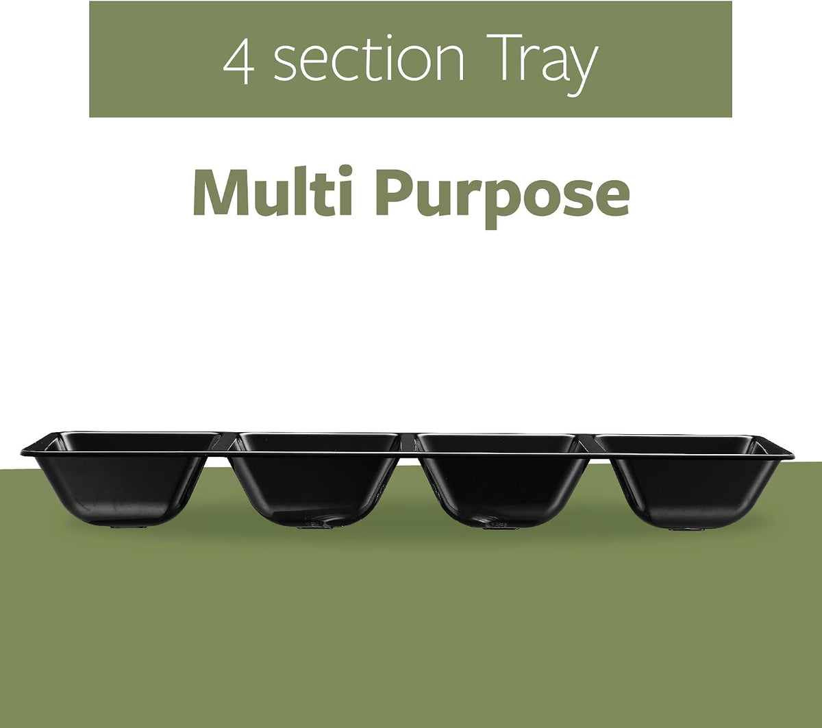 Plasticpro 4 Sectional Rectangle Plastic Serving Tray/Platter (2, Black)