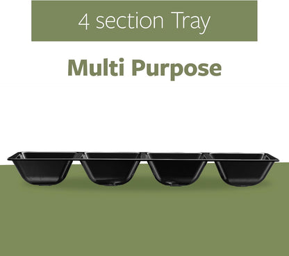 Plasticpro 4 Sectional Rectangle Plastic Serving Tray/Platter (2, Black)