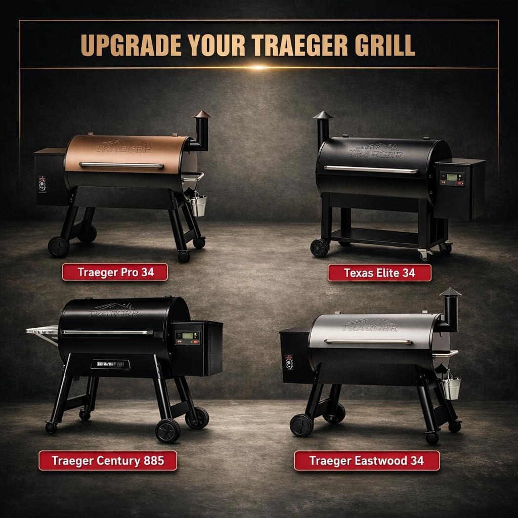 QuliMetal Folding Front Shelf for Traeger Pro 34, Texas Elite 34, Century 885 and Eastwood 34, 37" x 12" Heavy-Duty Grill Prep Table with Cutting Board, Stainless Steel Basin, Lid and 5 Hooks