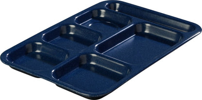 Carlisle FoodService Products Melamine Lunch Tray with 4 Compartments, Right Handed Cafeteria Tray with Divided Compartments for Food, 10" x 9.75", Dark Blue