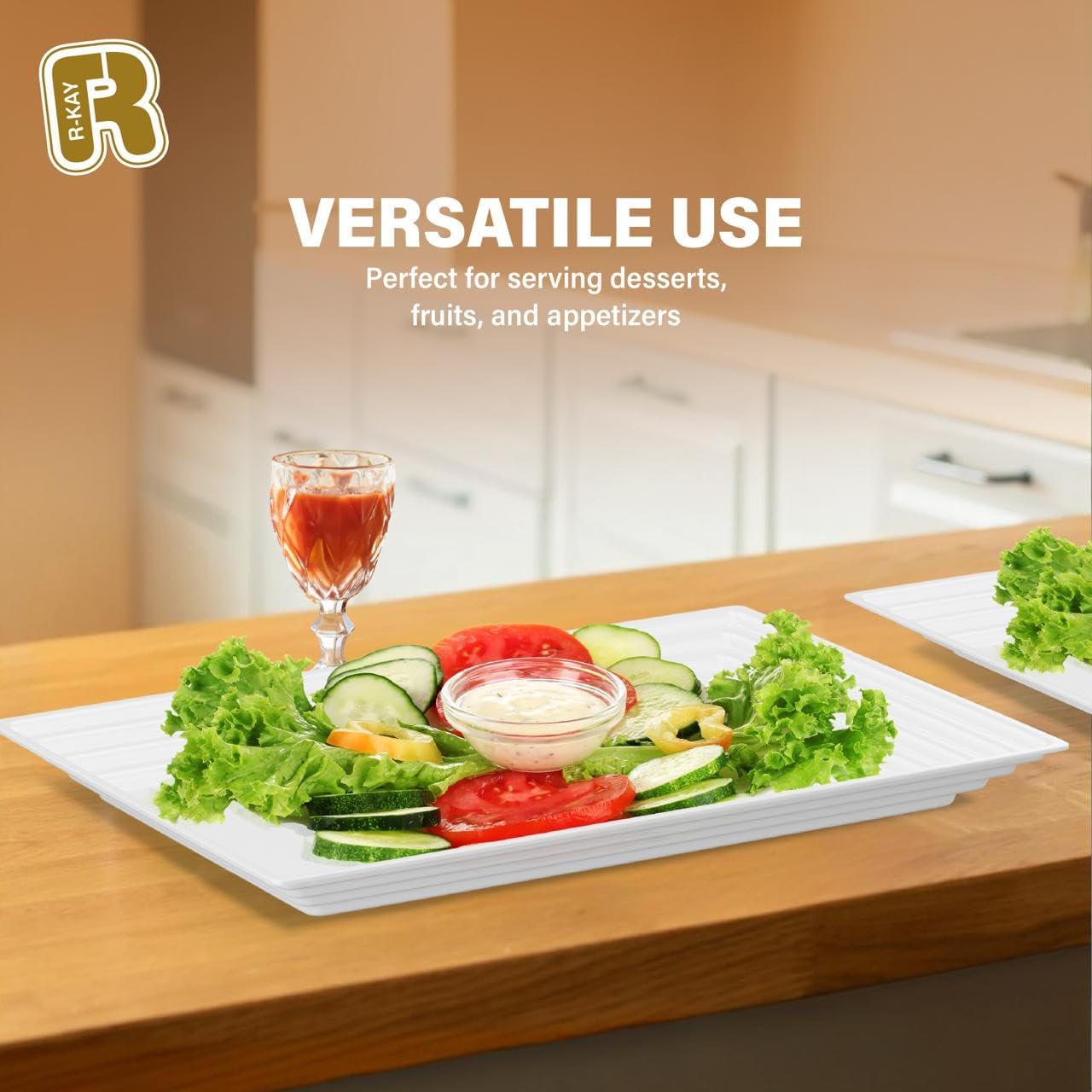 6 Pack Extra Large Plastic Serving Trays for Party - 16 x 11 White Large Serving Tray - Heavy Duty White Plastic Trays for Food - Rectangular Party Serving Trays and Platters