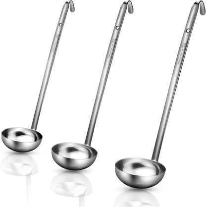 meekoo Stainless Steel Ladles Soup with Long Handle, 6oz
