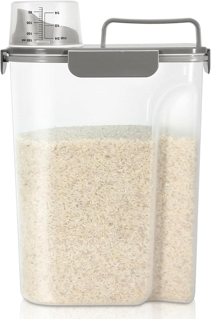 TBMax Rice Container 10 Lbs, Cereal Container Oatmeal Storage, Airtight Food Dispenser with Easy-pouring Spout & Handy Cup for Flour Grain Beans, Pet Dog Cat Bird Food Storage Container