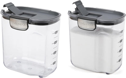 Progressive International ProKeeper+ Clear Plastic Airtight Food Baker's Kitchen Storage Organization Container Canister Set with Magnetic Accessories, 2- Piece Set (Flour 4-Quart)