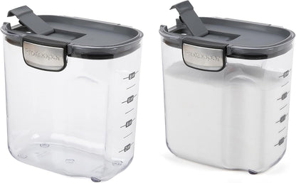 Progressive International ProKeeper+ Clear Plastic Airtight Food Baker's Kitchen Storage Organization Container Canister Set with Magnetic Accessories, 2- Piece Set (Grain 2.5-Quart)