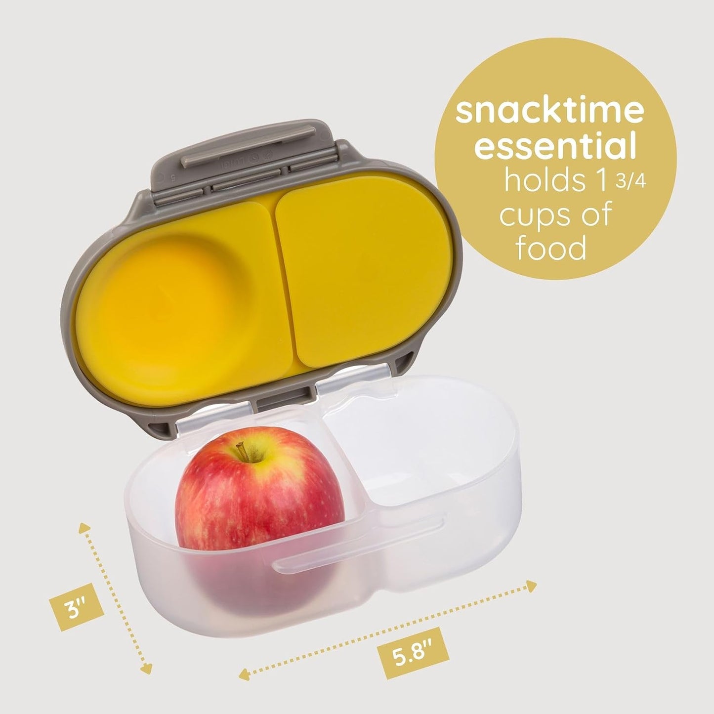 b.box Snack Box 2-Pack - Leak Proof Mini Bento Box for Kids & Toddlers, 2 Compartment Snack Containers for Kids, Dishwasher Safe, BPA-Free, PFAS-Free, Ages 4mo+, 1 3/4 Cup Each (Strawberry + Lilac)