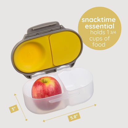 b.box Snack Box 2-Pack - Leak Proof Mini Bento Box for Kids & Toddlers, 2 Compartment Snack Containers for Kids, Dishwasher Safe, BPA-Free, PFAS-Free, Ages 4mo+, 1 3/4 Cup Each (Strawberry + Lilac)