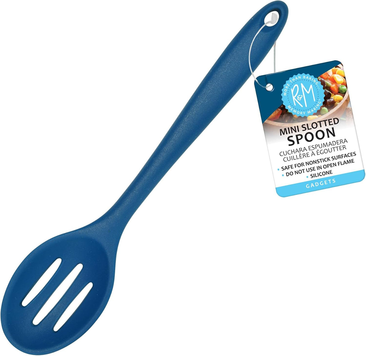 R&M Mini Silicone Slotted Spoon 8”- Spoon for Stirring, Scooping, and Serving – Safe for Nonstick Cookware & Everyday Cooking