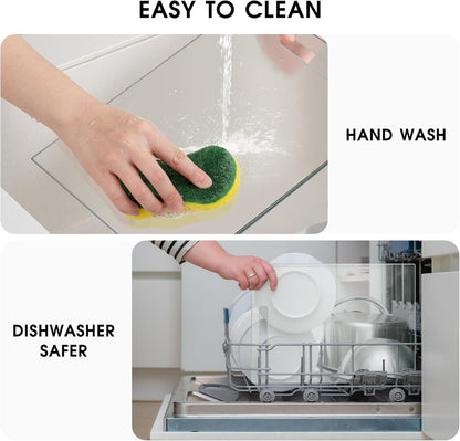JAMBALAY Tempered Glass Cutting Boards for Kitchen, 16"x12" Clear Glass Cutting Board Set, 2Pcs Chopping Board with Rubber Non Slip Feet, Heat Resistant, Shatter Resistant, Dishwasher Safe