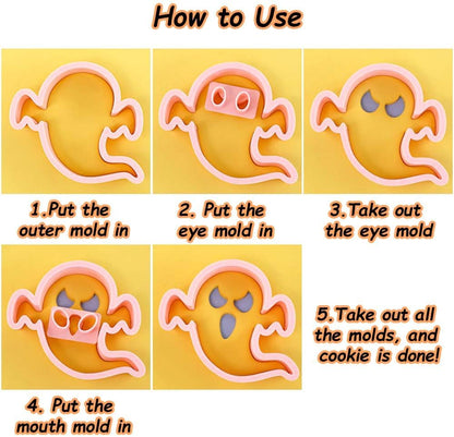 Mini Pumpkin Cookie Cutters, DIY 3d Halloween Raised Design Cookie Stamps