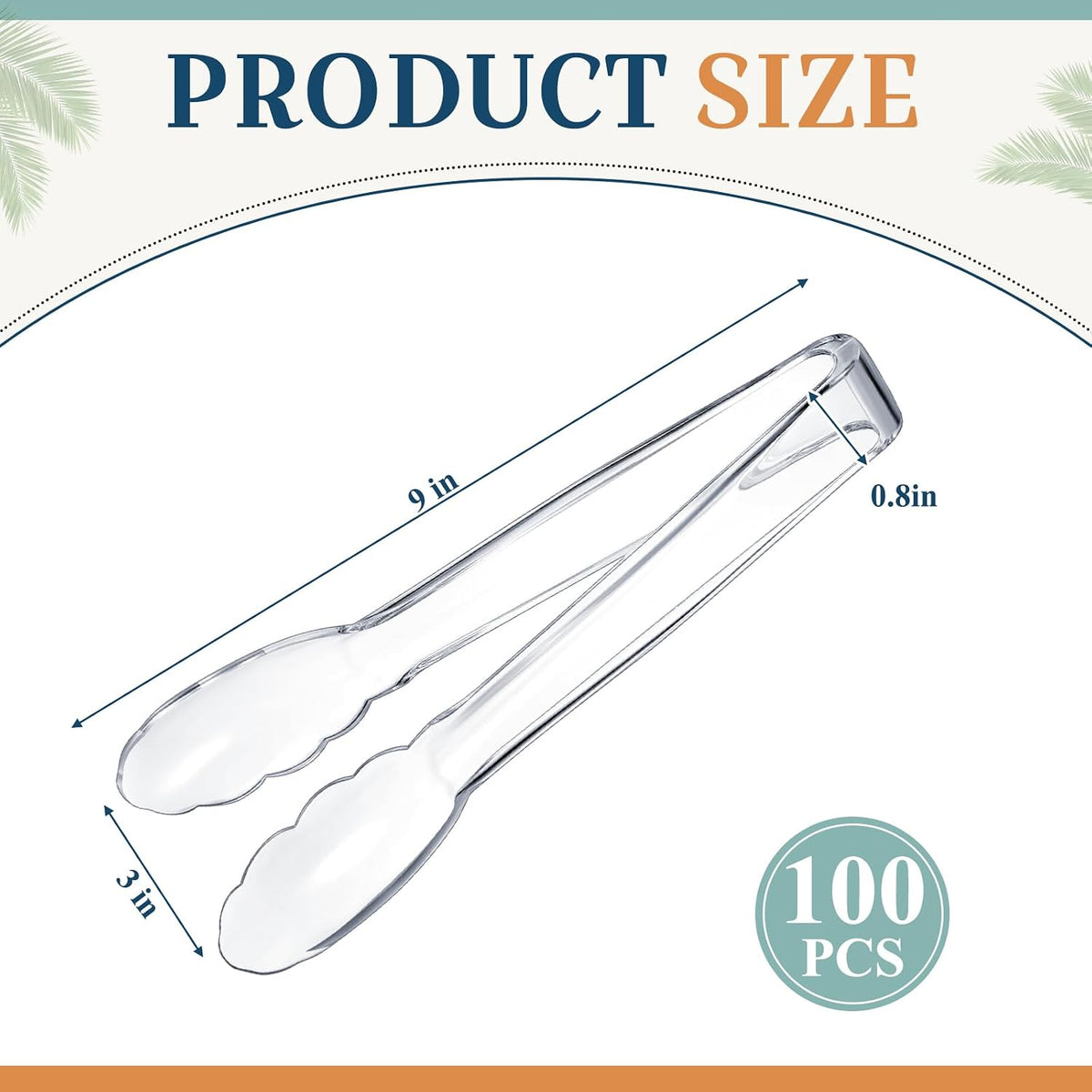 Plastic Tongs, 9 Inch Disposable Serving Tongs,Black