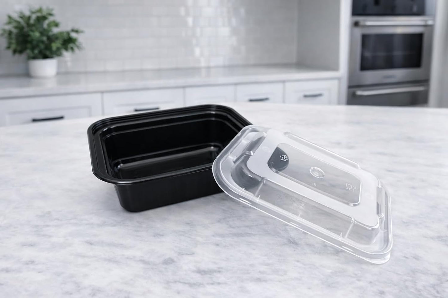 4U'LIFE 28 oz [Pack of 12] 2-Compartment Meal Prep Containers, Bento Boxes With Clear Lids