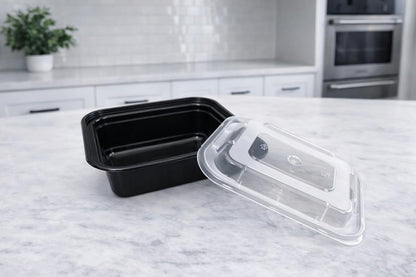 4U'LIFE 28 oz [Pack of 12] 2-Compartment Meal Prep Containers, Bento Boxes With Clear Lids