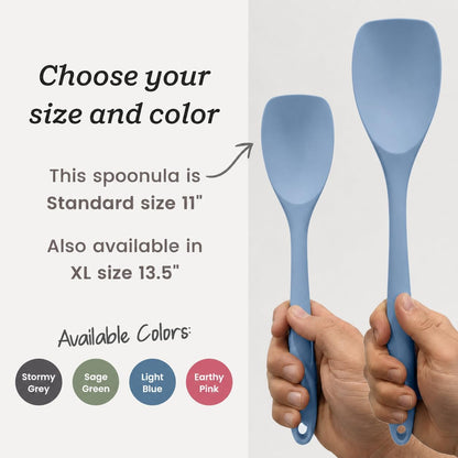StarPack Silicone Spoonula The All-Rounder 11 Inch - LFGB Spoon Spatula, 600°F Heat Resistant, BPA-Free - One-Piece Seamless, Dishwasher Safe - for Nonstick Cookware, Sage Green