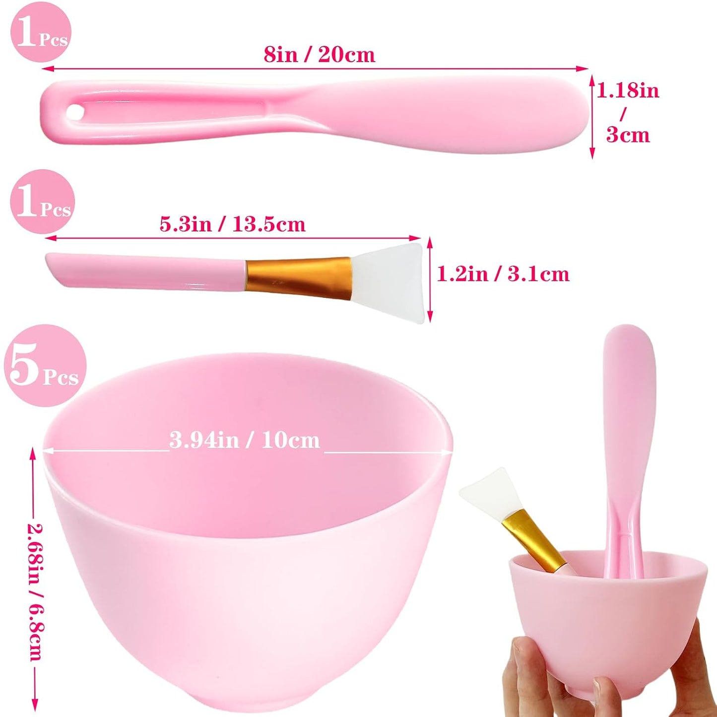 7Pcs Silicone Mixing Bowls, Silicone Bowls for Facials, DIY Face Mask Mixing Bowl for Home Salon Spa Face Skin Applicator Bowl, Black
